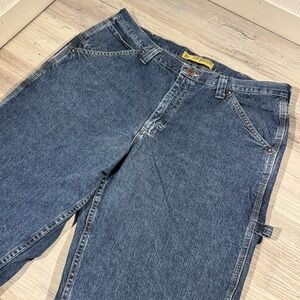 Vintage Lee Dungaree Carpenter Jeans Mens 38x34 Blue Baggy Skater Grunge Y2K